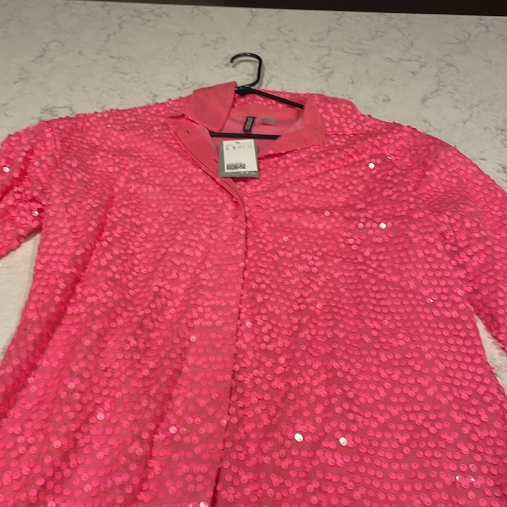 H&M sequin Neon Party medium shirt dress
